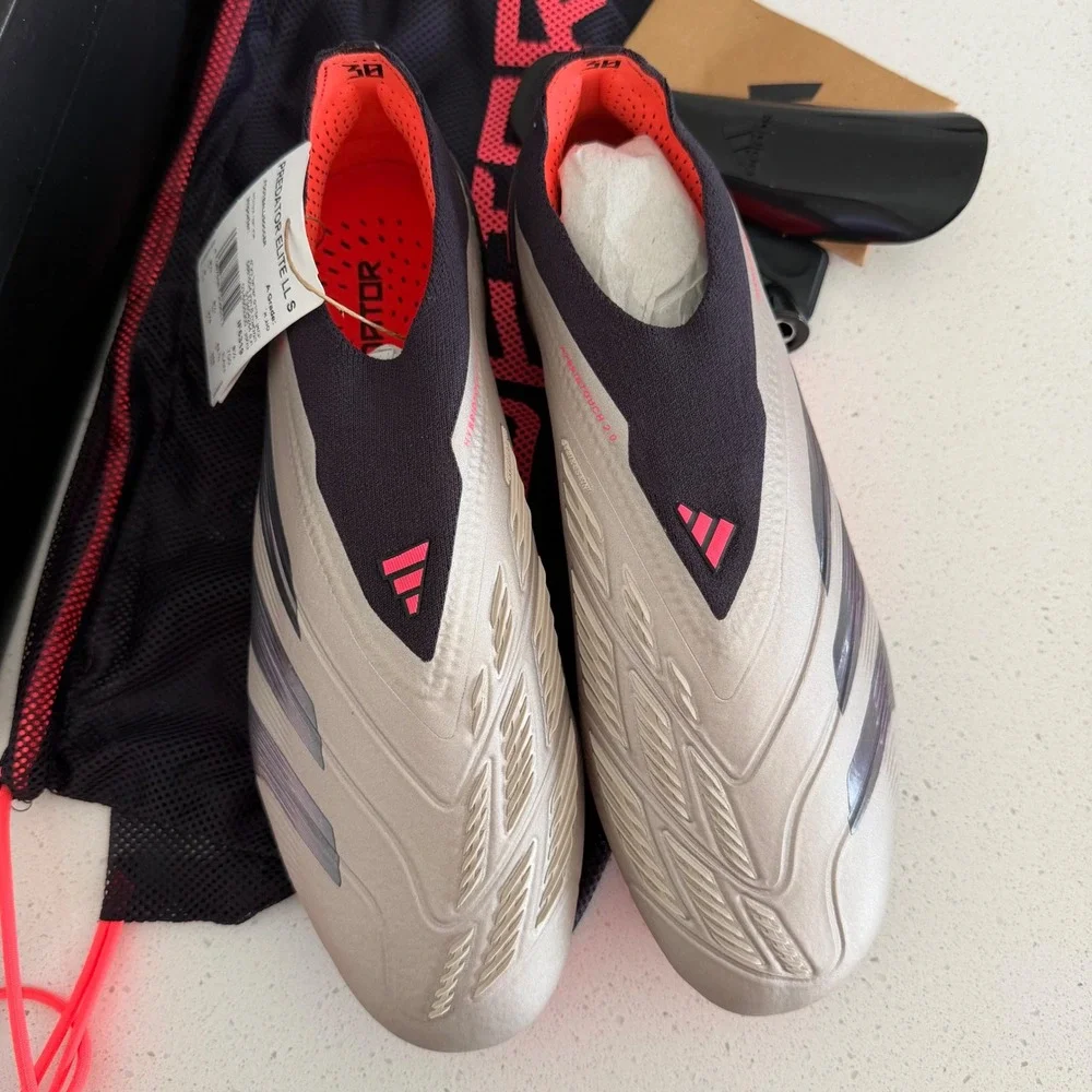Adidas Predator Elite LL SG Silver Carbon Solar Red Soccer Cleats‎ IF6319 Mens 9